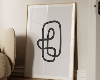 Abstract Line Art Print: Modern Black and White Minimalist Wall Decor (Instant Download)