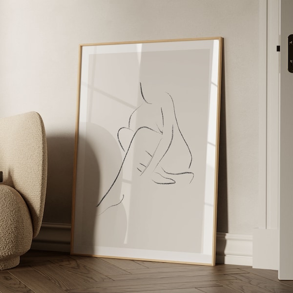 Impression d'art abstrait femme : affiche minimaliste vintage (téléchargement numérique)