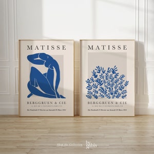 Set of 2 Blue Matisse Printable Wall Art La Gerbe Poster Royal Blue Matisse Gallery Wall Matisse Print Trendy Print | Instant Download