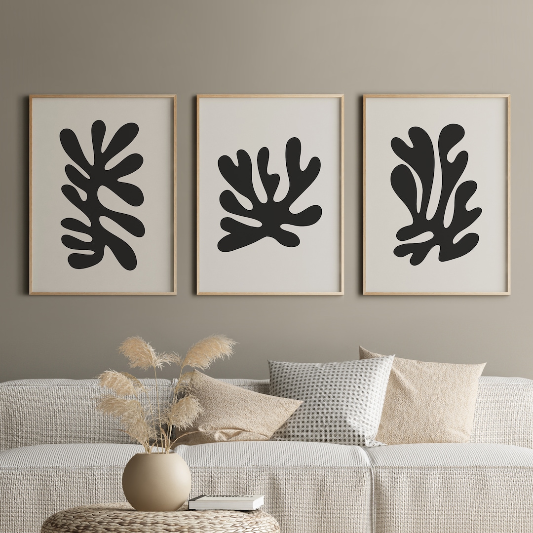 Set of 3 Henri Matisse Printable Wall Art Black and White Floral ...