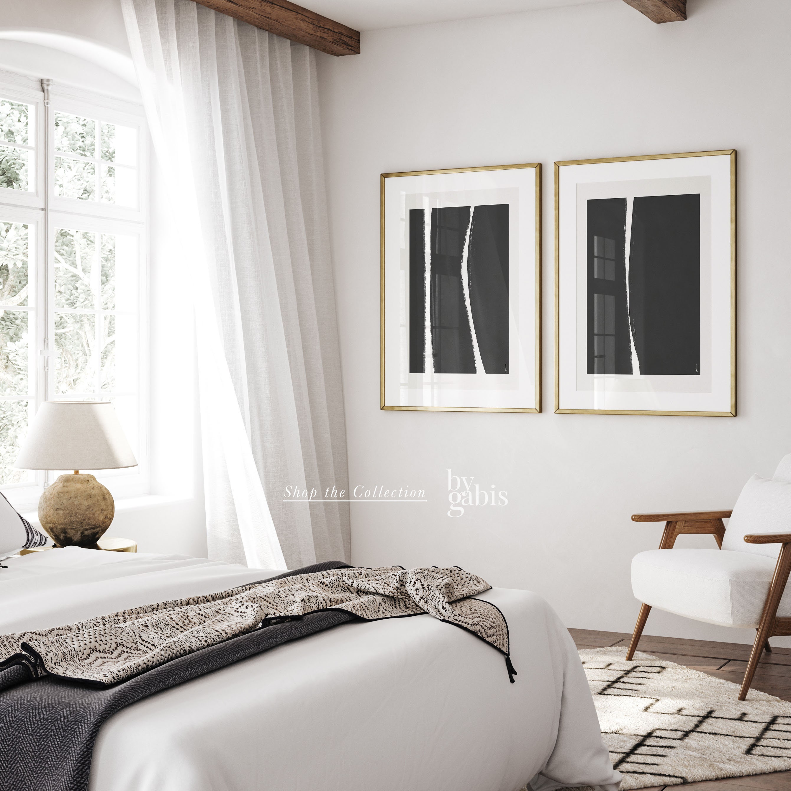 Minimalist Abstract Art Prints: Black and White Gallery Wall (set of 2 ...