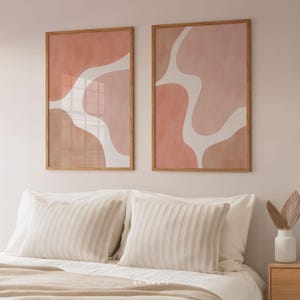 Abstract Organic Wall Art Set: Warm Neutral Light Pink Prints (Digital Download)