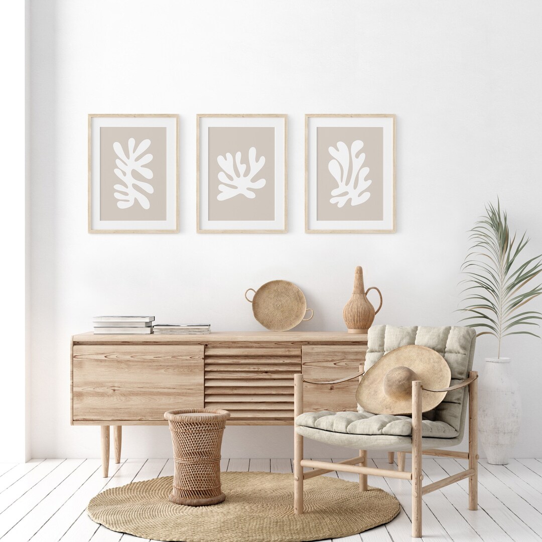 Set of 3 Henri Matisse Printable Wall Art Neutral Beige Floral Digital ...