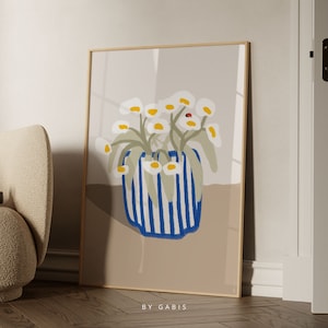 Les Fleurs imprimible pared arte floral vintage exposición cartel botánico moderno planta florero pintura / descarga instantánea