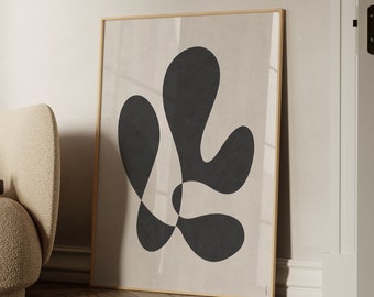 Abstract Black and Beige Printable Wall Art: Minimalist Scandi Print (Instant Download)