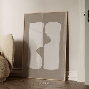 Abstract Shapes Print: Beige & Brown Modern Minimalist Wall Art (Instant Download)