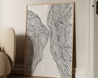 Abstract Shapes Print: Black Organic Lines, Modern Scandinavian Art (Instant Download)