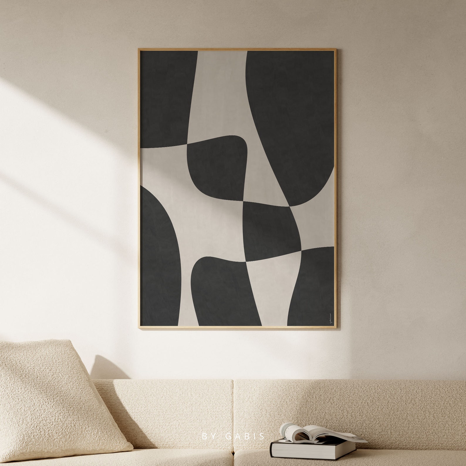 Black and Beige Abstract Art Print: Modern Minimalist Wall Decor ...