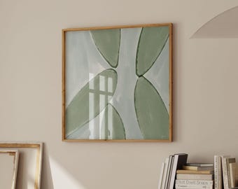 Abstract Wall Art | Green & Blue Watercolor Square Print (Digital Download)
