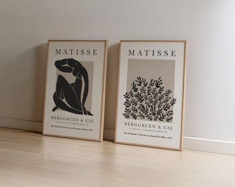 Black & Brown Matisse Art Print: Woman Silhouette, La Gerbe Neutral Poster (Digital Download)