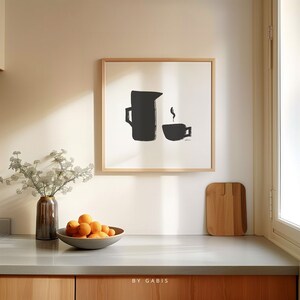 Coffee Cup Minimalist Print: Modern Kitchen Poster, Breakfast Lover Wall Art (Digital Download)