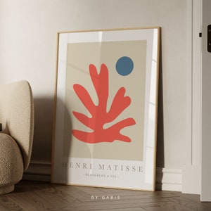 Henri Matisse Wydrukuj sztukę ścienną Abstrakcyjny plakat wystawowy La Gerbe Vintage Niebieski i różowy Nowoczesny estetyczny wydruk | Natychmiastowe pobranie