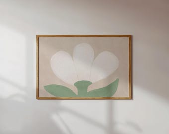Imprimé floral tulipe blanche | Art mural botanique abstrait neutre