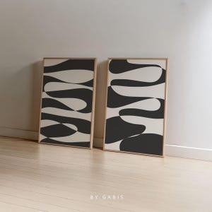 Black & White Art Prints: Abstract Modern Wall Decor (Set of 2, Digital Download)