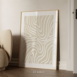 Abstract Lines Art Print: Beige Neutral Organic Minimalist Wall Decor (Digital Download)
