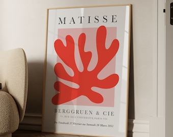 Red Matisse La Gerbe Exhibition Poster: Floral Modern Abstract Art (Digital Download)