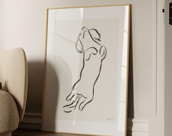 Dachshund Watercolor Print: Minimalist Dog Line Art Wall Decor