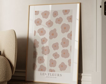 Les Fleurs Neutral Printable Wall Art Floral Vintage Exhibition Neutral Pink Poster Botanical Instant Download