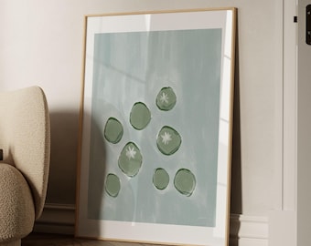 Water Lilies Abstract Print: Blue Green & Floral Wall Art, Nature Poster (Instant Download)