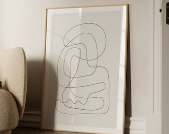 Abstract Line Art Print: Black and White Modern Wall Decor (Digital Download)