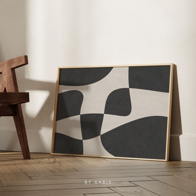 Black and Beige Abstract Art Print: Modern Minimalist Wall Decor ...