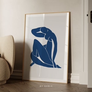 Blue Henri Matisse Printable Wall Art Vintage Exhibition Poster Abstract Woman Minimalist Print | Instant Download