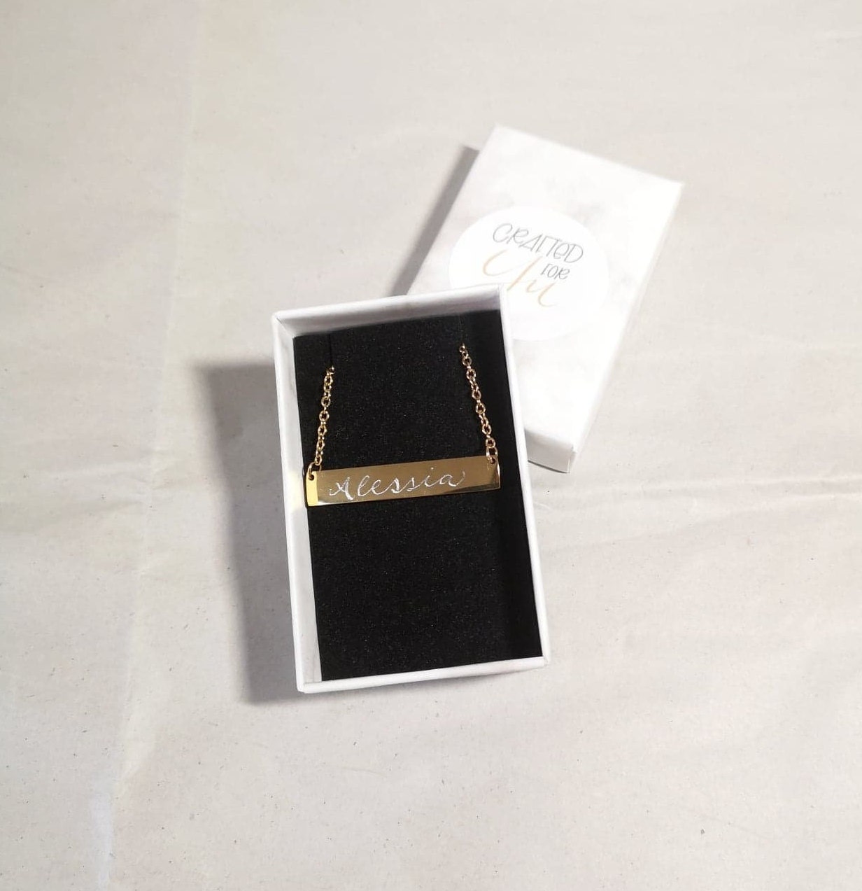 Collar grabado personalizado, Collar de barra de nombre grabado a mano