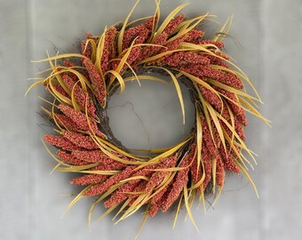 Orange Fall Wreath, Perfect Fall Wreath, Best Fall Wreath, Orange Wheat Wreath, Wheat Wreath, Modern Fall Wreath