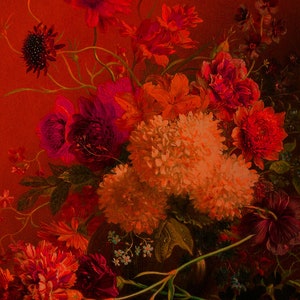 Flower wallpaper orange red | Bouquet Vibran 1 | Living room wallpaper flowers | Photo wallpaper with flowers | 3.00 m x 2.70 m