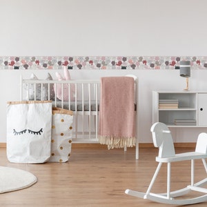 Katzen Tapete aus Vlies für Kinderzimmer | Babytapete als Bordüre selbstklebend in Rosa | Baby Vliestapete ideal für Mädchenzimmer