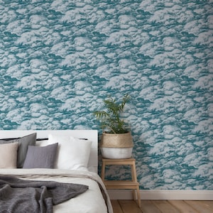 Cloud wallpaper Blue White | Sky White | Clouds Blue | Wallpaper with clouds | Blue White | Bedroom- living room wallpaper | 10.05 m x 0.53 m