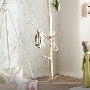 Carta da parati per bambini in | verde chiaro Discreta carta da parati per baby room con orsacchiotto e ciuccio ideale per ragazzi e ragazze | Carta da parati per bambini in pile luminosa