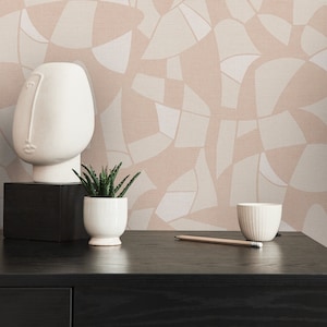 Carta da parati geometrica beige crema | Carta da parati grafica astratta moderna | Carta da parati non tessuta soggiorno camera da letto bagno cucina bagno | 10,05 mx 0,53 m