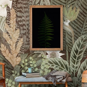 Jungle wallpaper | Leaves & Flowers | Non-woven wallpaper Jungle Green | Floral Wallpaper Jungle Dark Green Modern Nature | 3.71 m x 2.80 m