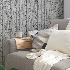 Forest wallpaper with birch trees |  Modern | natural wallpaper black, white | Bedroom, kitchen, hallway and living room wallpaper | 10.05mx0.53m