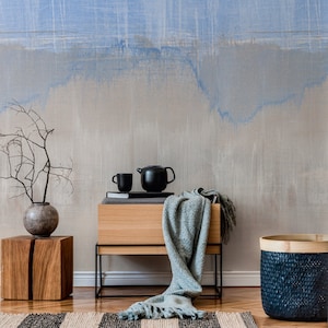 Mural Abstract Blue Grey | Wallpaper watercolor modern | Non-woven wallpaper living room bedroom bathroom kitchen hallway office | 2.80 m x 2.12 m