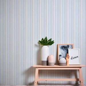 Carta da parati a righe in | azzurra Carta da parati non tessuta baby room con strisce ideale per ragazzi | Carta da parati non tessuta per bambini per camerette