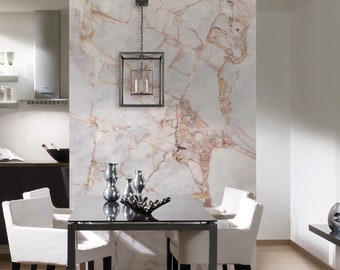 Photo wallpaper stone wall grey white gold | Gray Light Marble | Dining room wallpaper modern | Photo wallpaper with marble stone look