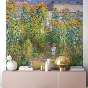 Mural Artwork | The Artist&#39;s Garden at Vetheuil | Floral | Garden | Nature | Claude Monet | Living room, bedroom, hallway, office wallpaper