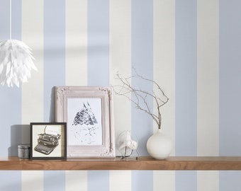 Wallpaper with stripes blue | Non-woven wallpaper light blue white striped | Non-woven living room wallpaper bedroom kitchen children's room | 10.05 m x 0.53 m