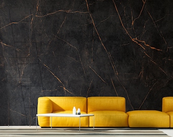 Wallpaper marble | Wallpaper Black Gold | Mural Marble | Wallpaper marble look | Wallpaper living room bedroom | 3.71 m x 2.8 m