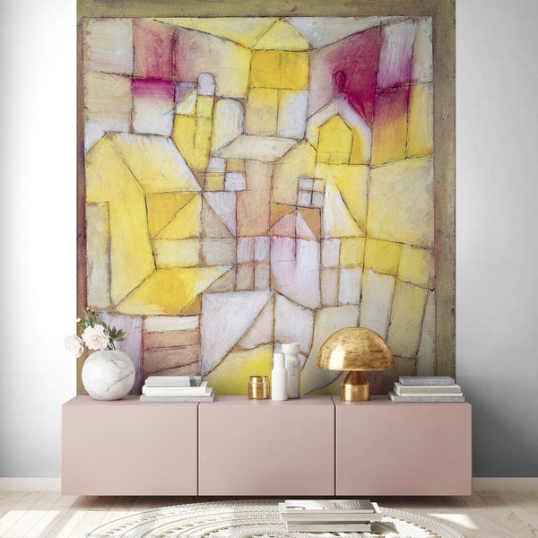 Paul Klee Wallpaper | Rose-Jaune, 1919 | Abstract | Artwork | Art | Artist | Painting | Living Room,Bedroom,Office,Hallway Wallpaper