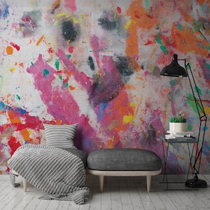 Wallpaper Loft Style | | murale Struttura tessile della carta da parati | Graffiti murali | Wallpaper Abstract | Grigio Colorato | 2,80 m x 3,71 m
