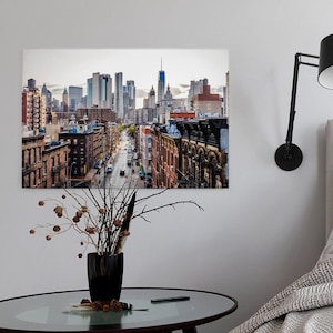 Canvas New York Brown | Canvas image on wedge frame | City of Grau | New York Views | Decoration Picture Skyline | Mural | 90 x 60 cm