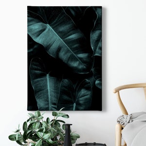 Leinwandbild Palmenblätter | grün | Floral | Jungle |  Leinwand auf Keilrahmen | Wandbild | Dekobild | 50 cm x 70 cm