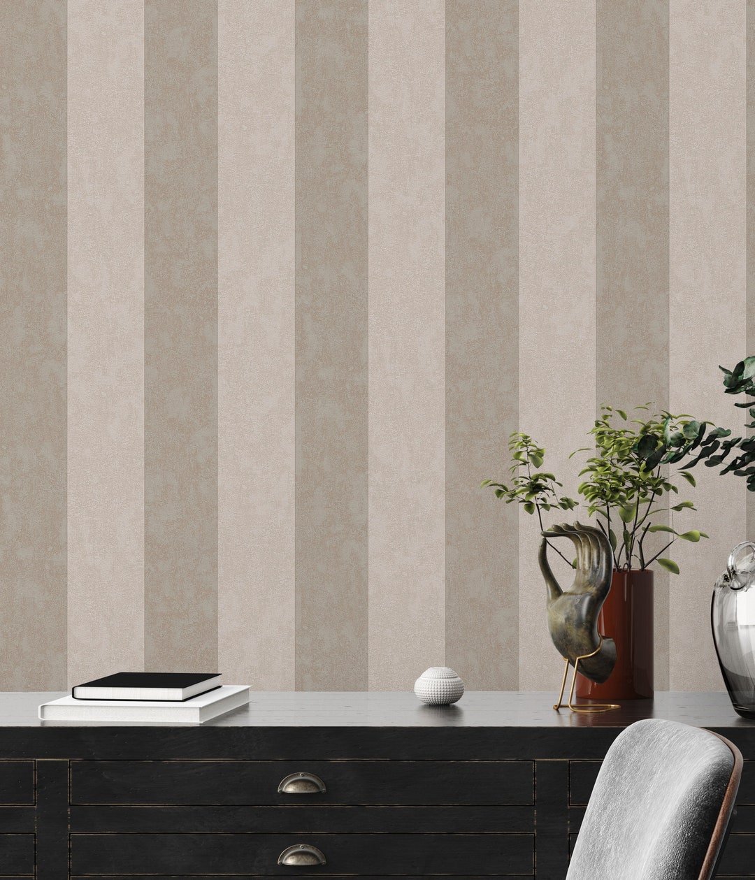 Candeggina Delicata Carta Da Parati A Righe Marrone Beige - Tessuto Non  Tessuto 10,05m X 0,53m Per Soggiorno E Camera 10.05m X 0.53m, image size:1080x1259