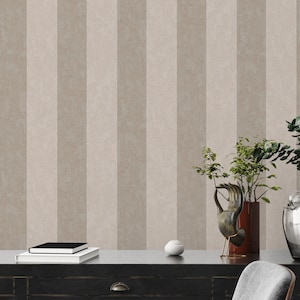 Carta da parati a righe in marrone beige | carta da parati con strisce marrone chiaro | Carta da parati in tessuto non tessuto soggiorno camera da letto camera dei bambini cucina | 10,05 mx 0,53 m