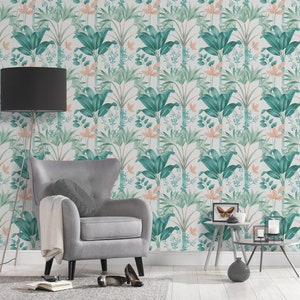 Floral wallpaper green white floral wallpaper with flowers design wallpaper non-woven wallpaper living room bedroom 10.05 m x 0.53 m image 4