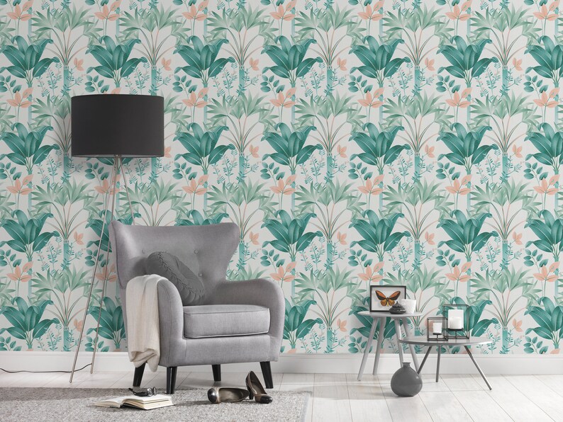 Floral wallpaper green white floral wallpaper with flowers design wallpaper non-woven wallpaper living room bedroom 10.05 m x 0.53 m image 4