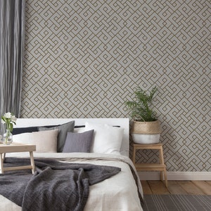 Carta da parati di design grigio oro bianco | carta da parati geometrica moderna | Camera da letto, cucina, corridoio, ufficio e soggiorno sfondi | 10.05mx0.53m